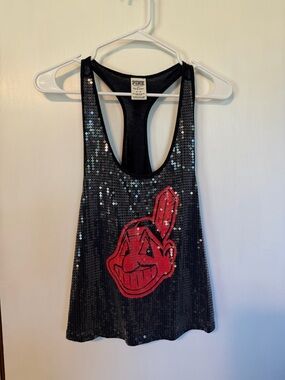 PINK Victoria's Secret x 5th & Ocean Cleveland Indians Sequin Tank Top M